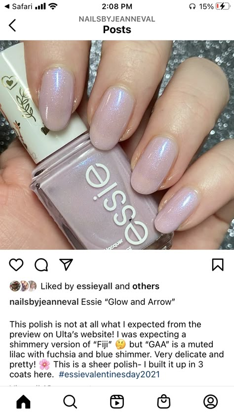 Essie Glow And Arrow, Essie Imported Bubbly, Essie Shimmer Nail Polish, Essie Chrome Nail Polish, Nurse Nails, Nail Dipping Powder Colors, Essie Nail Polish Colors, Taupe Nails, Sheer Polish