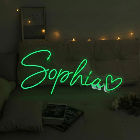 Custom Name Sign Neon Signs Personalized for Wall Bedroom Wedding Decor Birthday Party Gift (Green) Only $20 w Code: 50D6ZV1H ❤️ Link to purchase is located in my bio/profile @lovegooddeals #amazondeals #amazonfinds #amazon #sale #hotdeals #promo #code Bedroom Wedding Decor, Random Room Ideas, Living Room Party Decor, Heart Neon Sign, Heart Neon, Green Name, Green Led Lights, Warm Bedroom, Acrylic Wall Decor