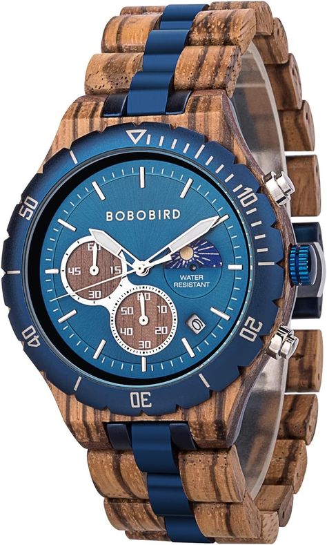 Amazon.com: BOBO BIRD Mens Quartz Wooden Watches Stainless Steel Red Sandalwood Alloy Wood Watch for Male Classic Function Wristwatch Chronograph Luminous Hands (Blue) : Clothing, Shoes & Jewelry Wooden Watch Box, Red Sandalwood, Wooden Watches For Men, Wooden Watches, Blue Clothing, Wooden Gift Boxes, Wooden Watch, Wooden Gifts, Wood Watch