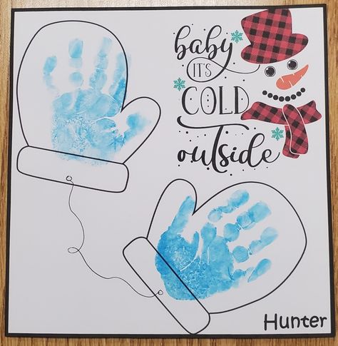 Baby it's cold outside handprint art Infant Winter Art, Monthly Handprint Art, Winter Crafts For Infants, January Handprint Art, Winter Handprint Crafts, Snowflake Handprint, Winter Handprint Art, Winter Handprint, Baby Hand And Foot Prints