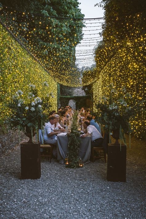 A Wedding Based Around A Tunnel Of Fairy Lights #weddinglighting #weddingtunneloflights #weddinginspiration #weddingchicks