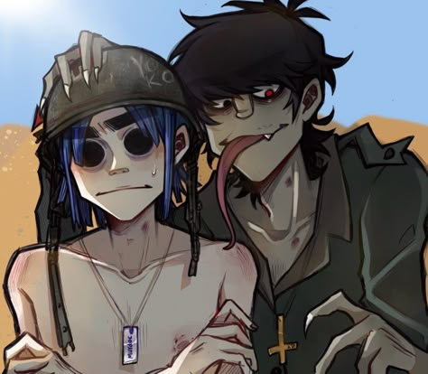 Gorillaz 2d And Murdoc, Gorillaz 2d X Murdoc, Murdoc And 2d, 2d And Murdoc, 2d Gorillaz, Murdoc Gorillaz, Gorillaz Fan Art, Monkeys Band, Gorillaz Art