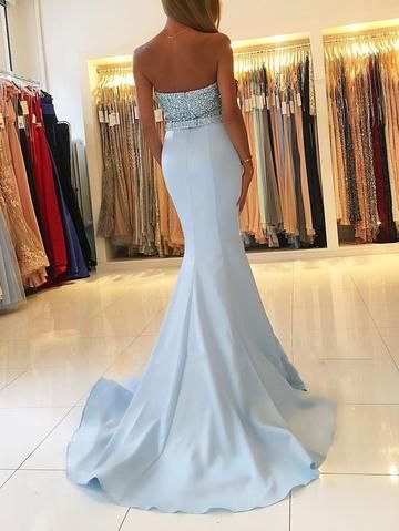 Beaded Bodice Prom Dress, Blue Mermaid Prom Dress, Sweep Train Prom Dress, Fitted Prom Dresses, Mermaid Sweetheart, Blue Prom Dress, Floor Length Prom Dresses, Sweetheart Prom Dress, Prom Dresses Sleeveless