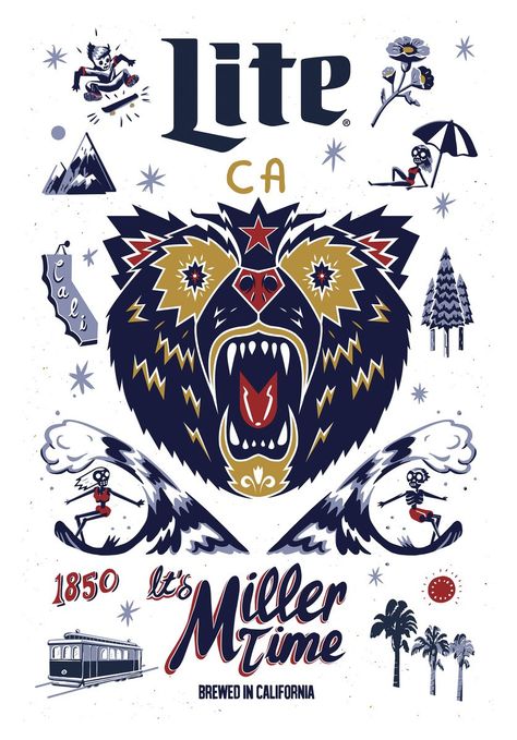 Miller Lite Limited Edition California Can | Communication Arts Can Art, Beer Ad, Beer Poster, Miller Lite, Communication Art, Upcoming Books, California State, Editorial Illustration, Crows