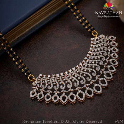 Real Diamond Mangalsutra Designs, Real Diamond Mangalsutra, Simple Diamond Jewelry, Diamond Mangalsutra Designs, Aesthetic Designer, Hair Smoothing, Mangal Sutra, Mangalsutra Design, Black Beads Mangalsutra