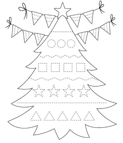 Preschool Christmas Worksheets, Christmas Handwriting, Winter Writing Activities, Pre Writing Practice, Christmas Learning, Winter Writing, New Years Tree, Tracing Worksheets Preschool, Christmas Worksheets