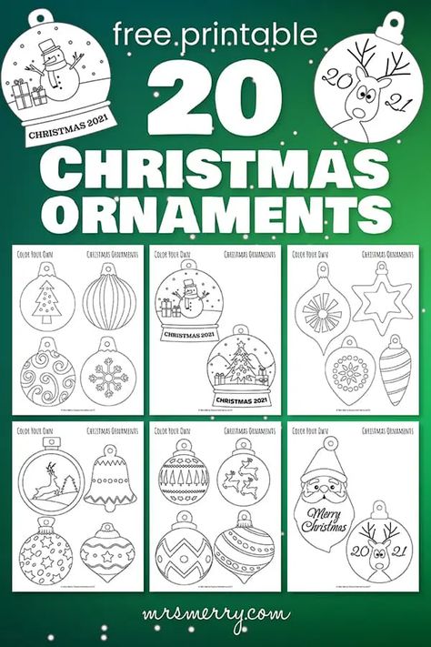 20 Christmas Ornaments Printables to Color | Mrs. Merry Coloring Ornaments Free Printable, Christmas Ornament Coloring Pages Free Printable, Christmas Ornament Templates Free Printable, Christmas Ornaments Coloring Pages, Free Ornament Printables, Christmas Ornament Printables Free, Christmas Ornaments Templates, Ornament Printable, Ornament Coloring Pages