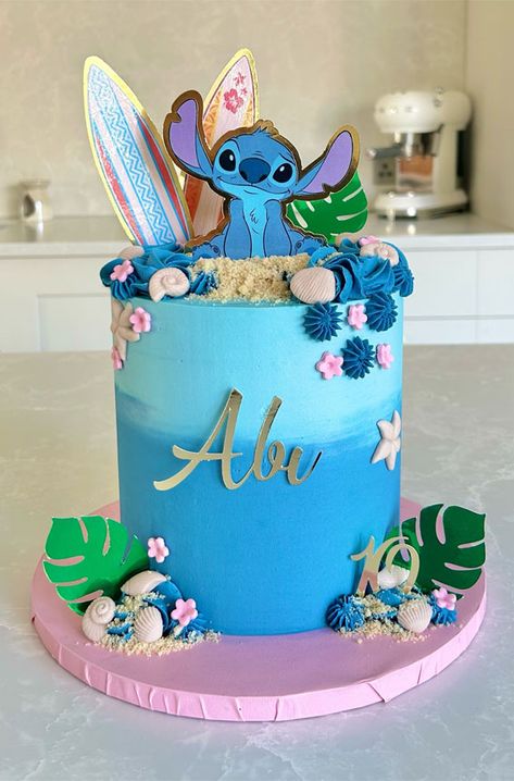 stitch birthday cake, stitch cake, cute stitch birthday cake, stitch birthday cake design Birthday Cakes 10 Girl, Buttercream Stitch Cake, Cute Stitch Birthday Cakes, Lilo Stitch Birthday Cake, Stitch Hawaiian Cake, Disney Birthday Cake Ideas, Lili And Stitch Cake, Stitch Birthday Cake Girl, Stitch Cake Girl