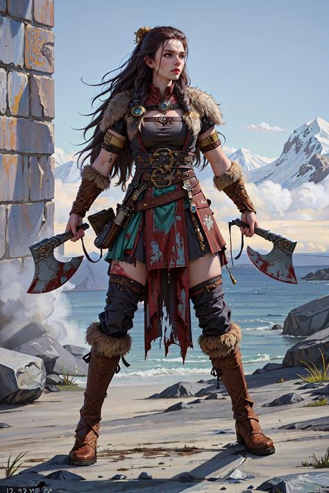 Nordic Warrior Woman, Norse Female Warrior, Viking Girl Art, Viking Outfit Woman Warriors, Viking Princess, Pathfinder Rpg Characters, Viking Girl, Hero Ideas, Viking Queen