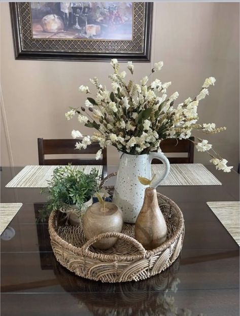 Dining Table Decor Centerpiece, Coffee Table Decor Living Room, Center Table Decor, Christmas Dining Table Decor, Kitchen Countertop Decor, Table Centerpieces For Home, Woven Trays, Kitchen Table Centerpiece, Dining Room Table Centerpieces