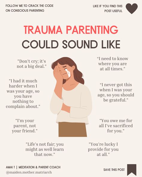 Growing up in an authoritarian household, I was taught that crying was a weakness, and that I could only "cry if I was bleeding".⁠ It wasn't until much later, after an incident with my son, that I realized how messed up that advice really was. That was a huge wake-up call for me. And from then on, I vowed to do better as a mother.⁠ ✅ Become the parent your child NEEDS with 'The Amai T Method of Conscious Parenting'. Order your copy today! Cycle Breaking, Authoritarian Parenting, Toxic Parenting, 1st Grandchild, Breaking Cycles, Toxic Household, Slow Parenting, Life Skills Kids, Psychology Studies