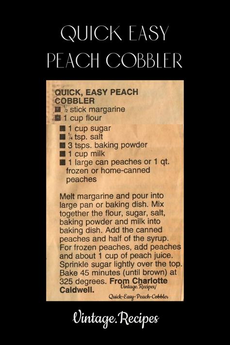 Are you craving peach cobbler but short on time? This whip-up wonder is your answer! Ditch the fancy ingredients and dive into this rustic symphony of sweet and juicy peach cobbler. #PeachCobbler #Peaches #Cobbler #VintageRecipes #Vintage #Recipe #OldRecipes Peaches Cobbler, Easy Peach Cobbler, Powder Milk, School Recipes, No Bake Pumpkin Pie, Peach Cobbler Easy, Juicy Peach, Hand Pie, Buttery Biscuits