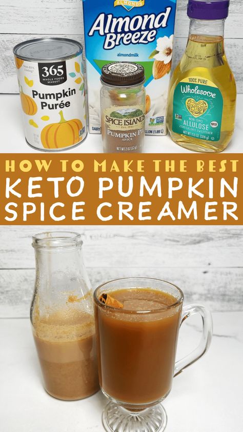 Keto Pumpkin Spice Syrup, Keto Pumpkin Drinks, Keto Pumpkin Creamer, Keto Pumpkin Spice Creamer, Keto Creamer, Pumpkin Spice Creamer, Keto Holiday, Almond Breeze, Pumpkin Drinks