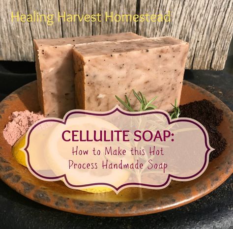 Cellulite Scrubbing Hot Process Soap Recipe with Rosemary, Grapefruit & Cedarwood Hot Process Soap, Easy Soap Recipes, Diy Soap Recipe, Handmade Soap Recipes, Soap Making Recipes, Green Soap, Soap Recipe, Soap Making Supplies, Homemade Soap Recipes