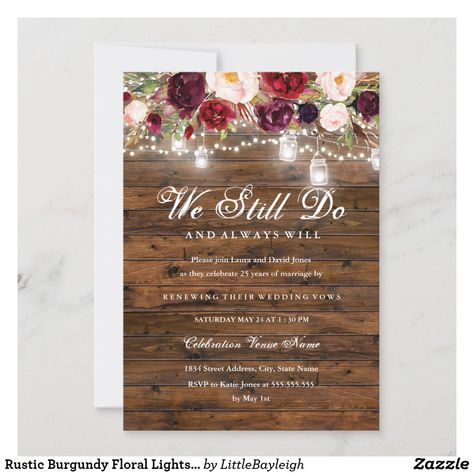 Floral Lights, Wedding Vow Renewal Ceremony, Vow Renewal Invitations, Wedding Vow Renewal, Renewal Wedding, Vow Renewal Ceremony, Wedding Renewal Vows, Burgundy Wedding Invitations, String Lights Wedding