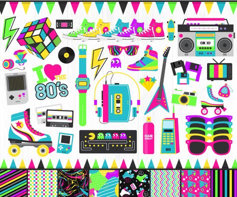 80s Nails Designs, 1980s Party Ideas, 80s Bday Party, 80s Clipart, 80s Candy Table, Candy Table Decor, September Birthday Ideas, 80s Candy, 40th Birthday Party Themes