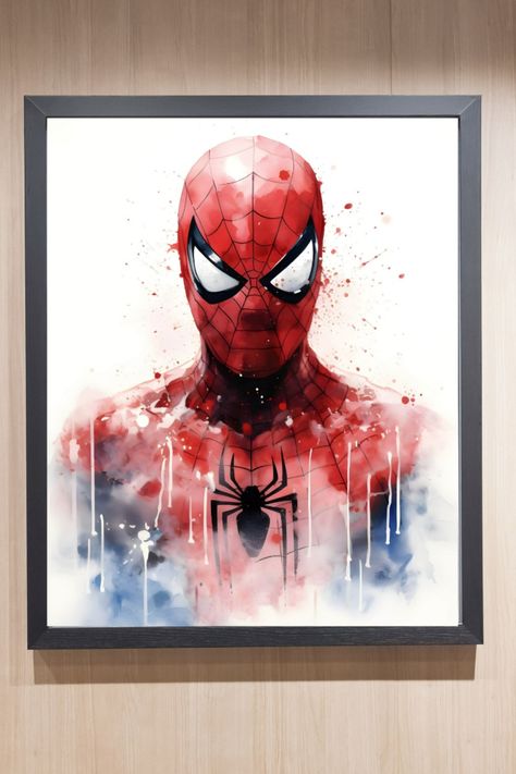 Transform your walls with our Spiderman minimalist watercolor illustration, now available as a popular digital download for printable wall art.Easily elevate your home decor with this high-resolution masterpiece, simply print it at home, at a local print shop, or through your favorite online printing service. Embrace the hero within and bring Spidey's charm to your living space effortlessly. Get your hands on this Marvel-inspired printable today for an instant superhero transformation. Spiderman Art Painting, Spiderman Watercolor Art, Marvel Watercolor Art, Spiderman Poster Art, Drawing Ideas Canvas, Superhero Transformation, Spiderman Watercolor, Superhero Watercolor, Spiderman Wall Art