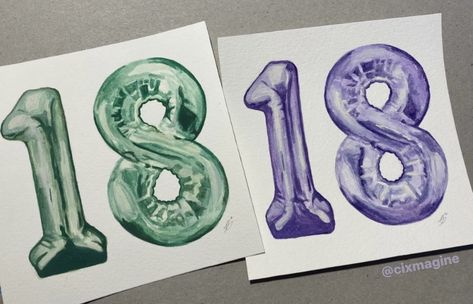 Card 18 birthday present idea colors cute cool inspiration inspo letter 18th Birthday Drawing, 19th Birthday Cards, 18th Birthday Card Ideas, 19th Birthday Card, Fourteenth Birthday, 18th Birthday Card, Birthday Painting, Eighteenth Birthday, 18th Birthday Cards