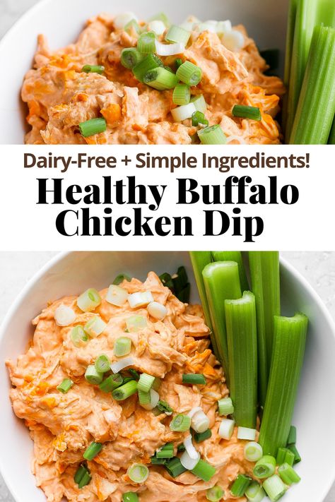 Dairy Free Cream Cheese Dip, Heavy Appetizer Recipes, Non Dairy Dips, Kid Dinner, Healthy Buffalo Chicken Dip, Healthy Dip Recipes, Wooden Skillet, Dairy Free Dips, Dairy Free Appetizers