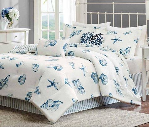 Beach Cottage Bed Sets/Blue Lagoon Beach House Bedding, Coastal Bedding, Harbor House, Tropical Home Decor, Coastal Bedrooms, House Beach, Beach Cottage Decor, Coastal Bedroom, Beach House Interior