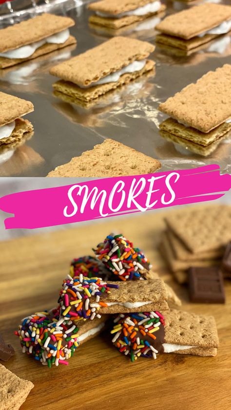 Rainbow Smores, Summer Smores, Smores Treats, Smores Bites, Best Amish Recipes, Smores Pops, Candy Cookies Recipes, Smores Sticks, Baked Smores