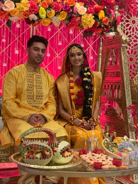 Mehdi & Nobo’s Gaye Holud at Crystal Banquet, Plano, TX June 2, 2023 Gaye Holud Decorations, Holud Bride, Mehndi Stage Decor, Mehendi Ideas, Mehndi Stage, Stage Decor, Indian Brides, Wedding Plan, Haldi Ceremony