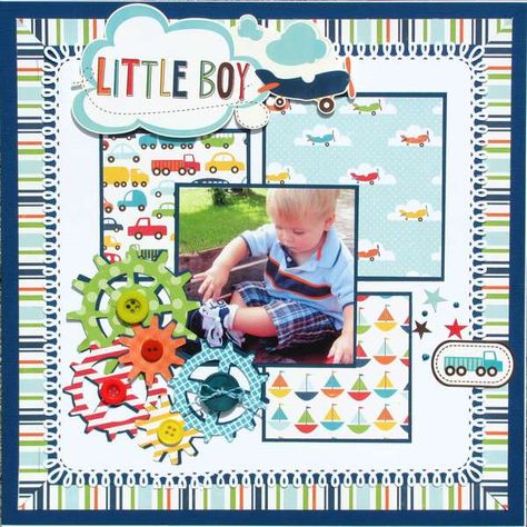 Baby Boy Scrapbook Layouts, Boy Scrapbook Layouts, Baby Scrapbook Pages, Scrapbooking Layouts Baby, Scrapbook Boys, Baby Boy Scrapbook, Picture Layouts, Scrapbook Layout Sketches, Kids Pages