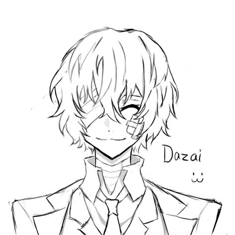 the hair was so annoying to align 💀| #dazai #osamudazai #bsd #bungoustraydogs Anime Sketch Dazai, Dazai Simple Drawing, Dazai Drawing Tutorial, Dazai Osamu Sketch Pencil, Dazai Easy Sketch, How To Draw Bsd Characters, Bsd Drawing Pencil, Dazai Art Pencil, Bsd Coloring Page