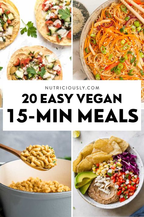 20+ Quick Vegan 15-Minute Meals 2 Cheap Vegan Meals, Diet Diary, Noodles Soup, Vegan Dinner Recipes Easy, Quick Easy Vegan, Quick Vegan, Quick Vegan Meals, Quick Vegetarian Meals, Easy Vegan Dinner