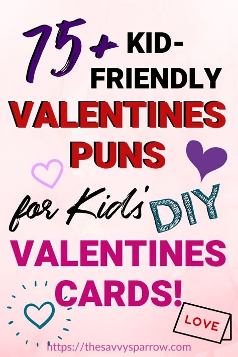 These Valentines puns are perfect for DIY Valentines cards for kids!  Use these funny Valentines puns to make your own handmade Valentines cards for your kids Valentines card exchange at school.  Great ideas for DIY Valentines with Valentines treats! Simple Kids Valentines Cards, Kid’s Valentines Cards, Child Valentine Cards, Cute Valentine Cards For Kids, Valentines Day Card Ideas For Kids, Funny Kids Valentines Cards, Joke Valentine Cards, Friend Valentine Card Diy, Heart Puns Valentines Day