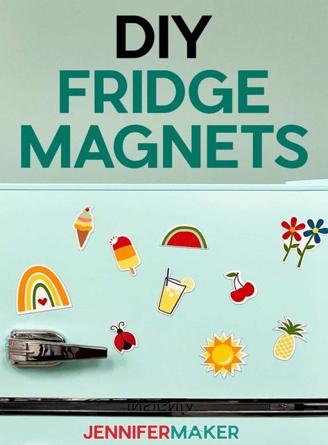 How To Make Refrigerator Magnets, Cricut Fridge Magnets, Cricut Magnet Projects, Cricut Magnets, Diy Fridge Magnets, How To Make Magnets, Fridge Art, Jennifer Maker, Diy Magnets