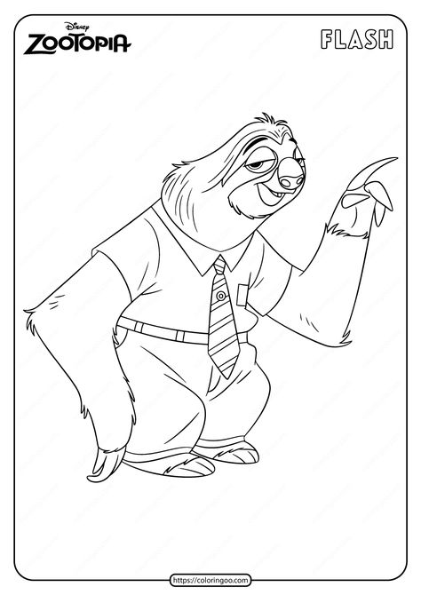 Despite his slowness, Flash is a friendly sloth. He is polite to Judy Hopps and speaks quite professionally, which makes him sound more intelligent than he looks. #printable #disney #zootopia #flash #coloring #drawing #painting #pages #book #pdf #coloringpage #coloringbook Zootopia Painting, Zootopia Drawings, Zootopia Coloring Pages, Painting Pages, Zootopia Characters, Coloring Drawing, Disney Printables, Disney Zootopia, Disney Wall