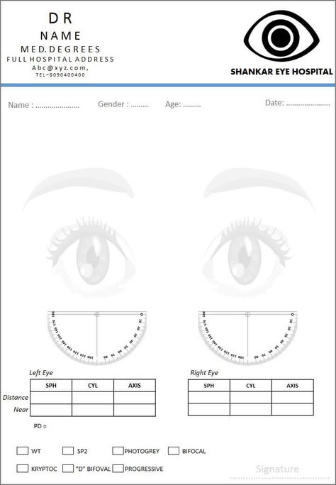 Free fancy prescription design - ophthalmologist Prescription Template, Eye Health Facts, Eye Medicine, Prescription Pad, Ancient History Archaeology, Eye Facts, Medicine Packaging, Clinic Logo, Eye Sight Improvement