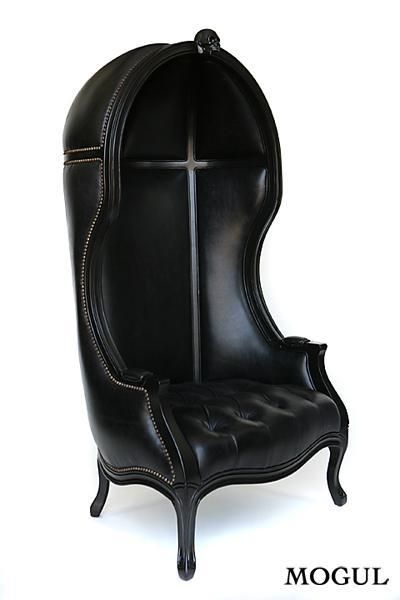 I want a whole bedroom designed around this chair... It reminds me of the doom buggies at the haunted mansion. Canopy Over Bed, Backyard Canopy, Garden Canopy, Dark House, Gothic Furniture, Console Design, Fabric Canopy, Goth Home, Dark Home