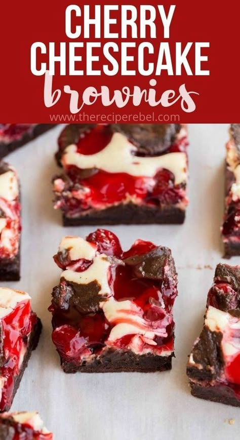 Cherry Cheesecake Brownies, Brownies Cheesecake, Cheesecake Swirl Brownies, The Best Brownies, Brownie Desserts Recipes, Cheesecake Oreo, Cheesecake Brownie, Cherry Desserts, Amazing Desserts