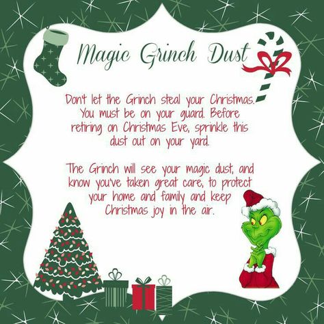 Aesthetic Christmas Card Ideas, Grinch Dust, Free Printable Grinch, Santa Brunch, Grinch Ideas, Grinch Movie, Grinch Christmas Party, Magic Dust, Sign Boards