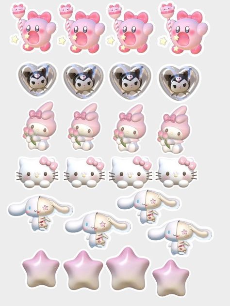 3d Sanrio Stickers Printable, 3d Sanrio Stickers, Freebie Sticker Ideas, 3d Stickers Printable, Cute Hello Kitty Stickers, Sanrio Stickers Printable, Cute Sanrio Stickers, Freebies Stickers, Sanrio Stickers