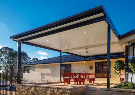 Cooldek Cgi Topside / Smooth Underside Right Laying 50Mm Thick 65Mm Cutback Slate Grey Topside / Off Building Deck, Deck Roof, Deck Cover, Carport Ideas, Yard Remodel, Modern Gazebo, Skillion Roof, Raised Patio, Roofing Options