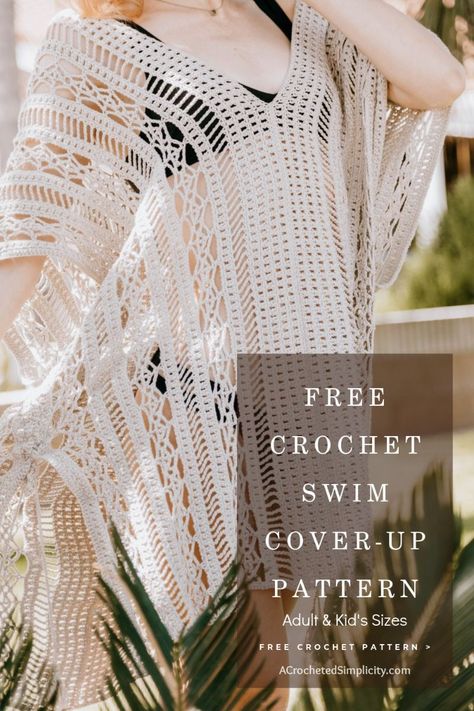 A lightweight, fashionable crochet cover up is a must have summer essential! Make your own crochet beach cover up and show off your personal style at the beach or poolside this summer. This free crochet beach cover up pattern includes both adult and child sizes. Beachy Crochet Ideas, Crochet Swim Cover Up Pattern, Summer Crochet Cover-up For Beach, Crochet Lace Cover-up For Beach Season, Crochet Cover-up For Beach Season, Crochet Beach Cover Up Pattern Free, Crochet Cover Up Pattern Free, Spring Crochet Beach Cover-up Dress, Handmade Crochet Beach Cover-up Top