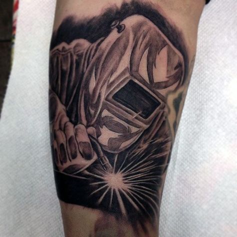 Welder Tattoo, Logan Tattoo, Welding Tattoo, Petite Tattoos, Dad Tattoos, Badass Tattoos, Time Tattoos, Tattoos For Daughters, Sleeve Men