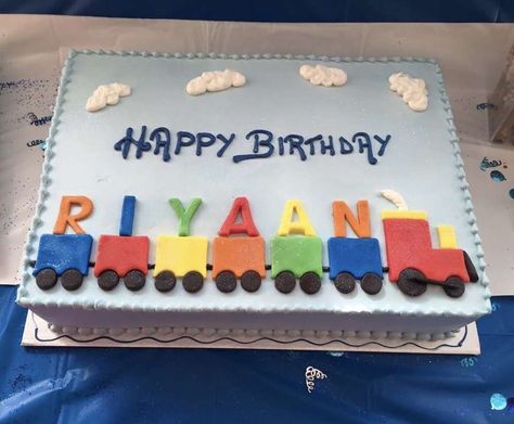 Simple Train Cake, 4 Year Birthday Cake For Boys, Train Birthday Cakes For Boys, Train Cakes For Boys 2nd Birthday, Cake For 3 Year Boy, Birthday Cake For 4 Year Boy, Train Sheet Cake, Diy Train Cake, Train Cakes For Boys