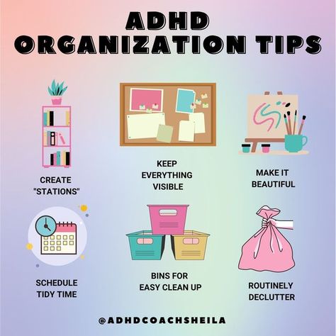 Sheila Henson on Instagram: "What are your best ADHD organization tips?⁠ ⁠ ***⁠ ⁠ ADHD Supports ⁠ SheilaHenson.com⁠ ⁠ ***⁠ ⁠ #outoftheboxthinking #timeblindness #adhd #adhd101 #attentiondefecithyperactivitydisorder #executivedysfunction #focus #motivation #neurodivergence #neurodiversity #impulsivity #productivity #selfaware #selflove #selfcare #dopamine #procrastination #organization #executivefunctions #adhdhelp #adhdsupport #adhdstruggles #adhdtips #lifehacks #adhdsimplified⁠" Focus Motivation, Mental Health Facts, Emotional Awareness, Organization Tips, Mental And Emotional Health, Self Care Activities, Health Facts, Coping Skills, Mental Wellness