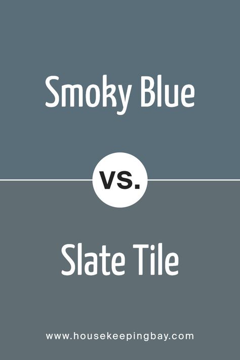 Smoky Blue SW 7604 by Sherwin Williams vs Slate Tile SW 7624 by Sherwin Williams Slate Tile Sherwin Williams Bathroom, Sw Slate Tile Bedroom, Slate Tile Cabinets Sherwin Williams, Slate Blue Bathroom Walls, Sw Smoky Blue, Slate Tile Sherwin Williams, Slate Blue Bathroom, Sherwin Williams Smoky Blue, Slate Blue Paint Colors