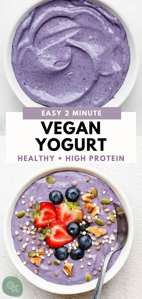 Protein Dairy Free, Vegan Yogurt Recipe, Dairy Free Protein, Raw Vegan Diet, High Protein Vegan Recipes, Yogurt Recipe, Healthy Vegan Breakfast, Dairy Free Breakfasts, Healthy Yogurt