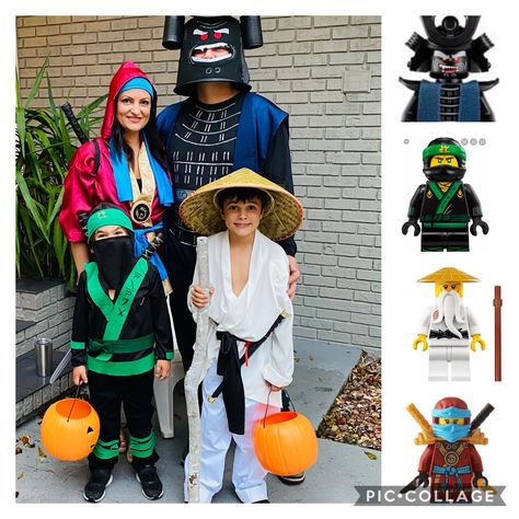 Lord Garmadon, Sensei Wu, Lloyd and Nya Ninjago Costume, Twin Costumes, Lego Ninjago Movie, Digital Portrait Art, Group Costumes, Family Costumes, Halloween Fashion, Halloween Celebration, Lego Ninjago