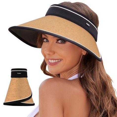 PRICES MAY VARY. KEEP COOL - PuTian wide brim sun visor hats are made of straw paper and high-quality flexible sun visor, provide UPF50+ sun protection and keep good shade. No longer worry about the sunlight leaking from the gaps in the fabric PREMIUM QUALITY - Selected materials, exquisite details and neat stitching make the summer hat look valuable and durable. Soft and padded sweatband wick your sweat, keep you comfortable after all-day wearing FOLDABLE & PORTABLE - Our lightweight beach hat Sun Visor Hat, Summer Hat, Visor Hats, Female Friends, Beach Hat, Sun Visor, Beach Tote, Summer Hats, Head Circumference