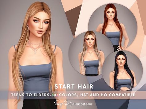 Start Hair + Headband now available at CurseForge | Patreon Sonyasims Hair, Cc Patreon, Natural Straight Hair, Pelo Sims, Hair Headband, Cc Sims, The Sims 4, Headband Hairstyles, Kids Hairstyles