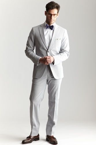 Michael Bastian's Tailoring Collection Light Grey Suit, Bow Tie Suit, White Linen Suit, Michael Bastian, Light Grey Suits, Swag Men, Grey Suit, Sharp Dressed Man, Casual Sportswear