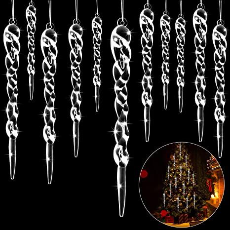 Amazon.com: 48 Pieces Glass Icicle Ornaments Clear Twisted Icicle Christmas Tree Decorations Crystal White Artificial Winter Hanging Decor for Christmas Tree Home Festival Decorations, 4 Sizes : Home & Kitchen Icicle Christmas Tree, Decor For Christmas Tree, Winter Party Themes, Winter Holiday Decorations, Icicle Ornaments, Jewelry Christmas Tree, Decor For Christmas, Tree Home, Column Design