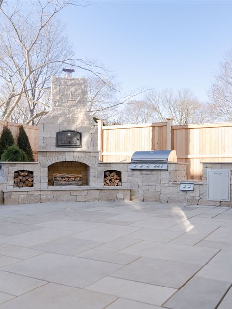 Outdoor Fireplace Pizza Oven, Fireplace Kitchen, Outdoor Fireplace Designs, Outdoor Fireplace Patio, Backyard Fireplace, Backyard Kitchen, Backyard Remodel, Outdoor Kitchen Patio, Outdoor Pizza